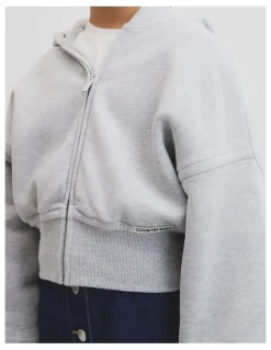 Country Road Teen Cropped Zip Through Jacket in Light Grey Marle