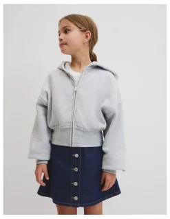 Country Road Teen Cropped Zip Through Jacket in Light Grey Marle