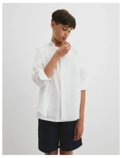 Country Road Teen Organically Grown Linen Shirt in White