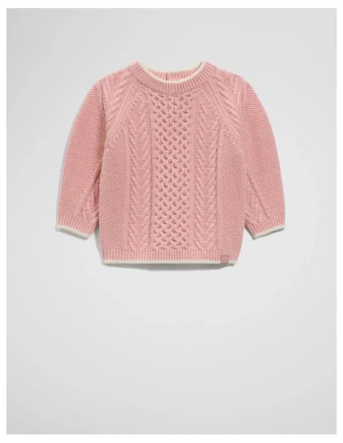 Country Road Tipped Cable Knit in Rose Pink