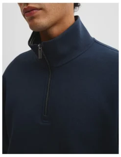 Country Road 1/2 Zip Texture Sweat in Navy