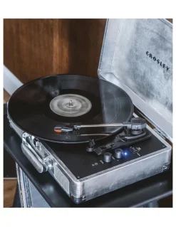 Crosley Crosley Cruiser Bluetooth Portable Turntable - Silver Crosley Entertainment Stand Bundle