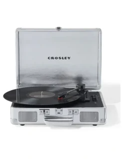 Crosley Crosley Cruiser Bluetooth Portable Turntable - Silver Crosley Entertainment Stand Bundle