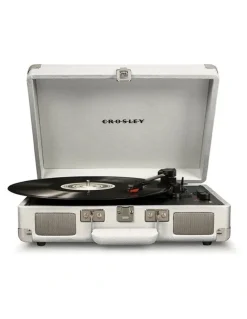 Crosley Crosley Cruiser Bluetooth Portable Turntable - White Sands Gadhouse Vinyl Rack Bundle - Black