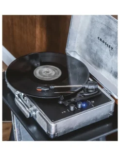 Crosley Crosley Cruiser Bluetooth Portable Turntable - Silver Bundled Crosley Record Storage Display Stand