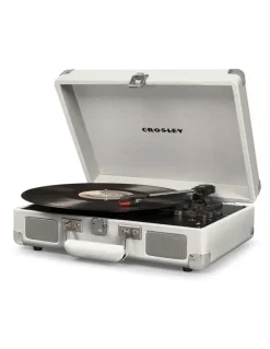 Crosley Crosley Cruiser Bluetooth Portable Turntable - White Sands Bundled Crosley Record Storage Crate