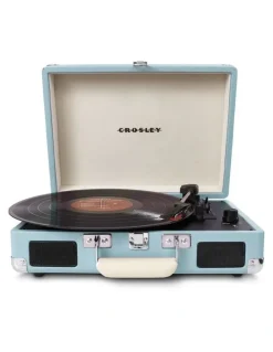 Crosley Crosley Cruiser Bluetooth Portable Turntable - Turquoise Gadhouse Vinyl Rack Bundle - Black