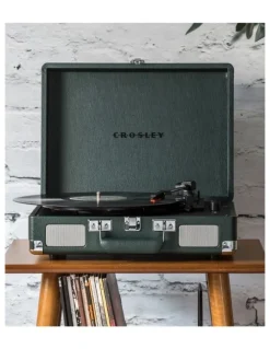 Crosley Crosley Cruiser Bluetooth Portable Turntable - Emerald Green Bundled Crosley Record Storage Crate