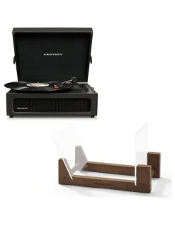 Crosley Crosley Voyager Bluetooth Portable Turntable - Black Bundled Crosley Record Storage Display Stand