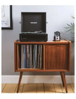 Crosley Crosley Voyager Bluetooth Portable Turntable Entertainment Stand Bundle - Black