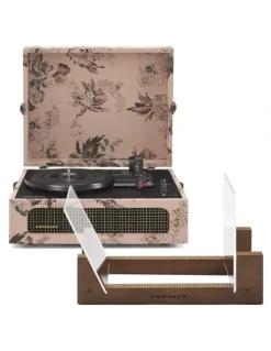 Crosley Crosley Voyager Bluetooth Portable Turntable - Floral Bundled Crosley Record Storage Display Stand