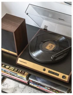 Crosley C72 Shelf System Record Player in Walnut