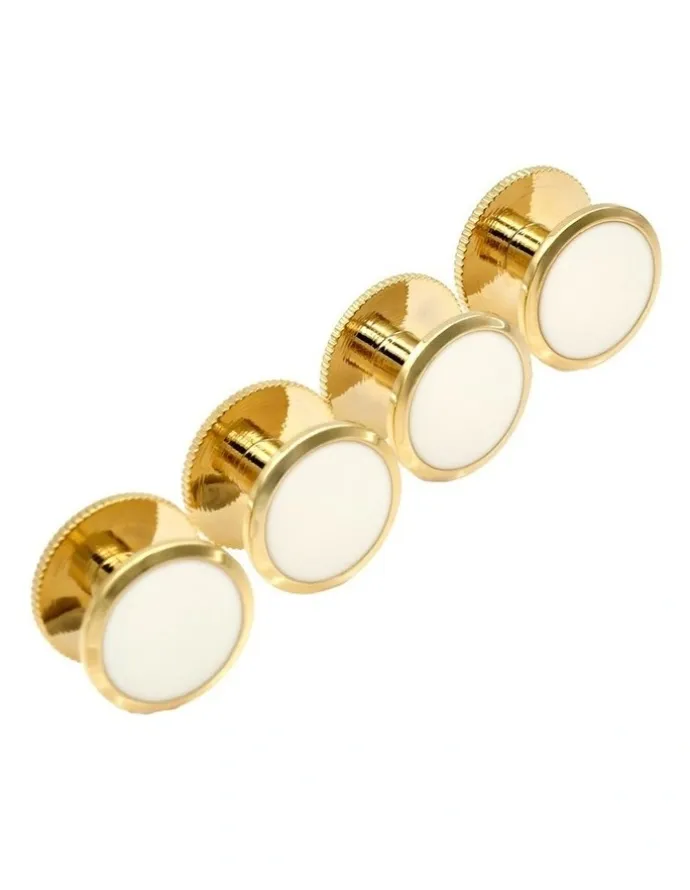 Cudworth Gold White Round Screw Shirt Stud