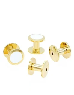 Cudworth Gold / White Round Shirt Studs - 7mm (pack of 4)