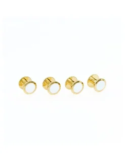 Cudworth Gold / White Round Shirt Studs - 7mm (pack of 4)