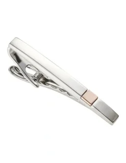 Cudworth Polished Rhodium & Rose Gold Plated Tie Clip