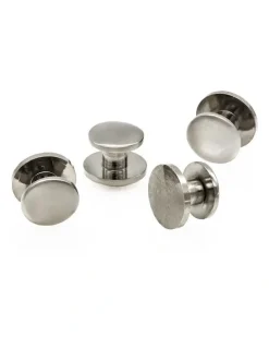 Cudworth Rhodium Military Shirt Stud (set of 4)