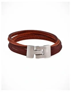 Cudworth split Leather-Stainless Steel Bracelet