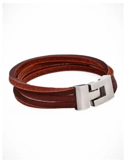Cudworth split Leather-Stainless Steel Bracelet