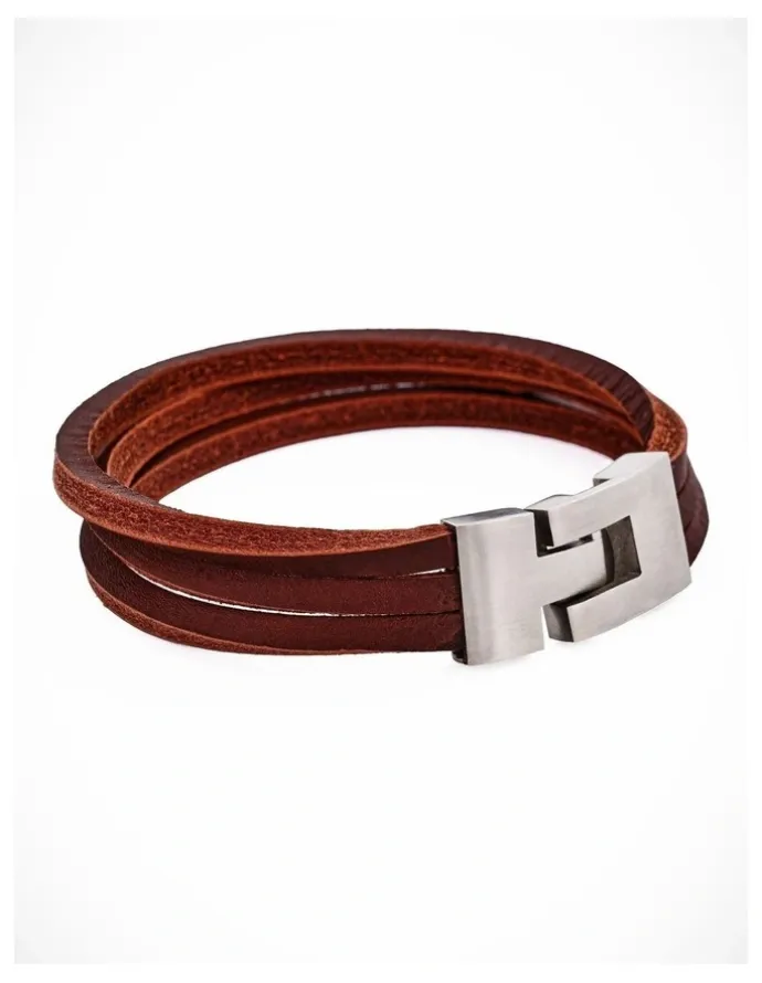 Cudworth split Leather-Stainless Steel Bracelet