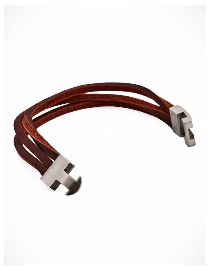 Cudworth split Leather-Stainless Steel Bracelet