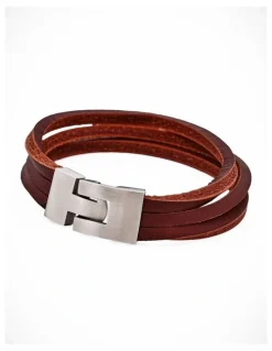 Cudworth split Leather-Stainless Steel Bracelet