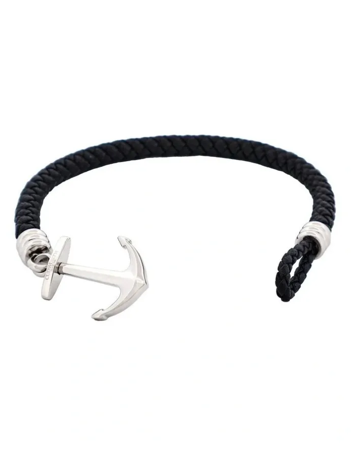 Cudworth Stainless Steel & Black Anchor Bracelet