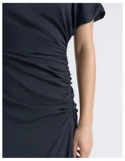 Cue Asymmetrical Draped Midi Dress