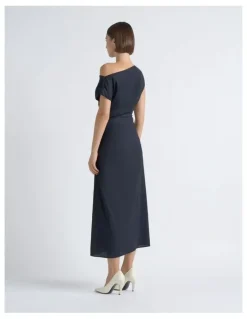 Cue Asymmetrical Draped Midi Dress