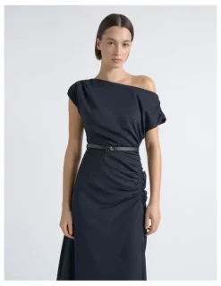 Cue Asymmetrical Draped Midi Dress