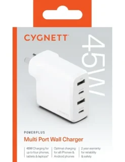Cygnett PowerPlus 45W Multi Port Wall Charger in White
