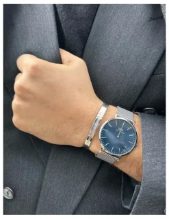Daniel Wellington Classic 40mm Arctic Blue Dial Watch in Silver
