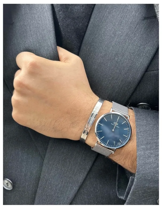 Daniel Wellington Classic 40mm Arctic Blue Dial Watch in Silver