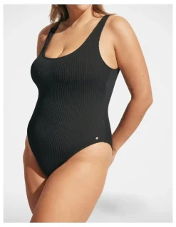 DECJUBA Crinkle Scoop One Piece in Black
