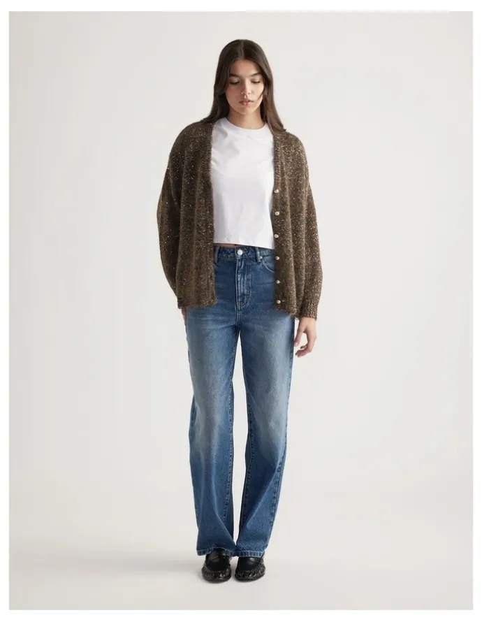 Decjuba Gia Distressed Sequin Cardigan