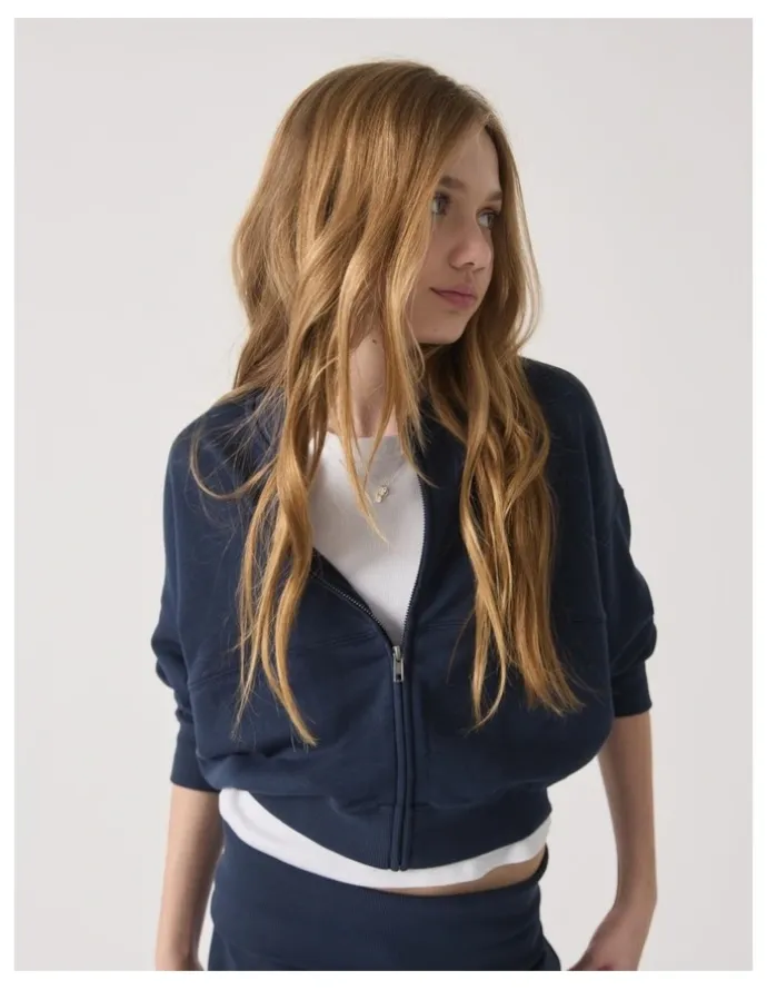 DECJUBA KIDS Amber Fleece Bomber Jaclet in Blue
