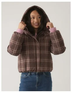 Decjuba Kids Hooded Puffer Jacket in Brown