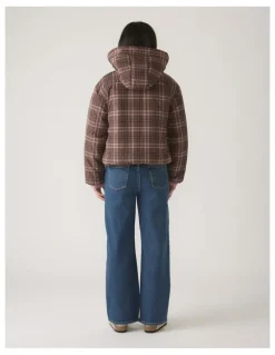 Decjuba Kids Hooded Puffer Jacket in Brown