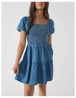 DECJUBA KIDS Marley Denim Mini Dress in Dark Wash