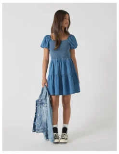 DECJUBA KIDS Marley Denim Mini Dress in Dark Wash