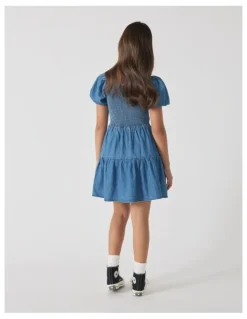 DECJUBA KIDS Marley Denim Mini Dress in Dark Wash