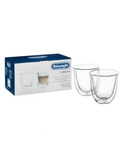 De'Longhi Cappuccino Thermo Glasses 190ml 2 Pack DBWALLCAPP