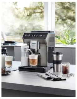 De'Longhi Eletta Explore Connect Automatic Coffee Machine in Black/Titanium ECAM45086T