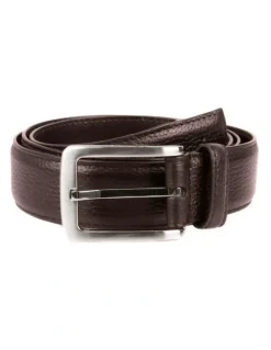 Dents Lined Leather Sleek Belt with Gift Box in Brown