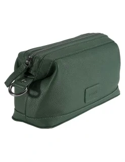 Dents Pebble Grain Leather Wash Bag in Bottle