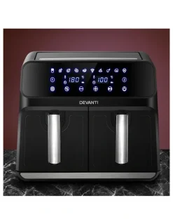 Devanti Air Fryer 8L Double Zone in Black