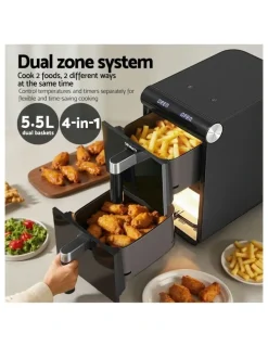 Devanti Air Fryer Oven 11L Dual Zone Fryers