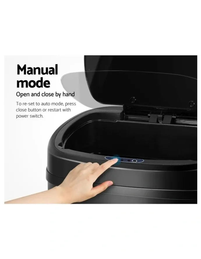 Devanti Automatic Motion Sensor Rubbish Bin 58L in Black