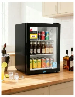 Devanti Bar Fridge Glass Door 56L in Black