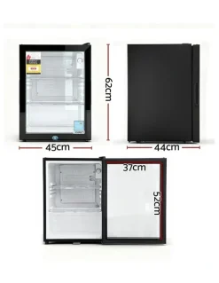 Devanti Bar Fridge Glass Door 56L in Black